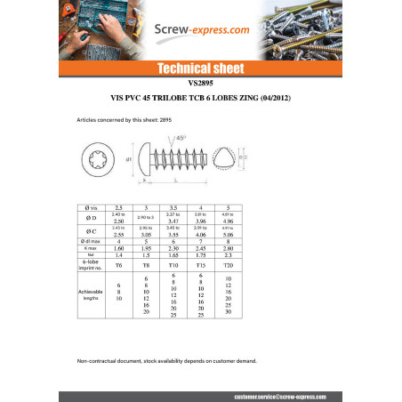 1 x Screw For Plastic TRILOBE Cylindrical Button Head T15 4X16 Thread 45 Zinc Plated