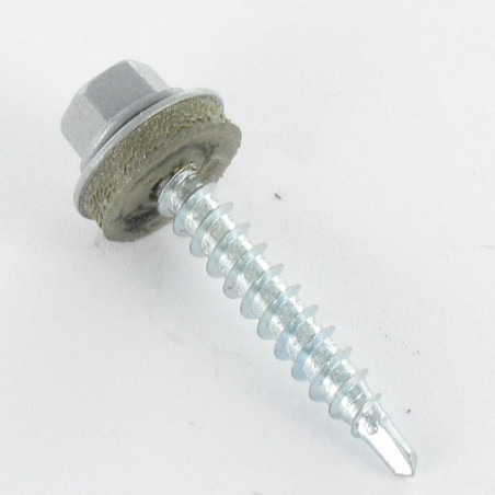 1 x Self Drilling Hexagonal Head 4.8X19 Neoprene Bonded Sealing Washer Epdm Zinc Plated Ral9006/White Aluminium