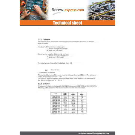 1 x Bolt With Nut Carpenter M20X425 Square Head 35X35X14 Zinc Plated