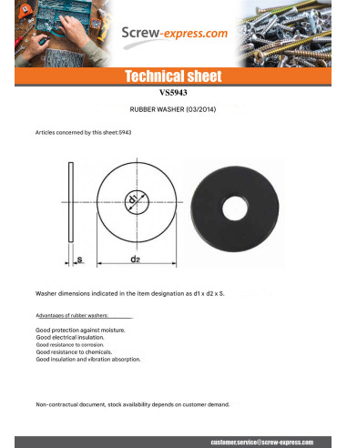 1 x Washer Rubber Black 8X30X3