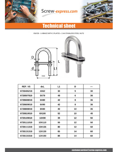 1 x U-Bolt U-shaped With Double PLAQUES...