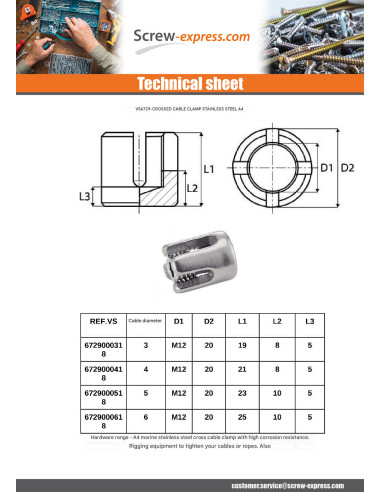1 x Cross wire rope clip Linch Pin Wire Rope...