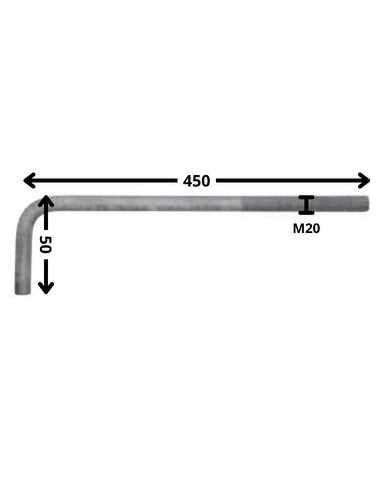 1 x Hook Machine long length M20X450 Thread...