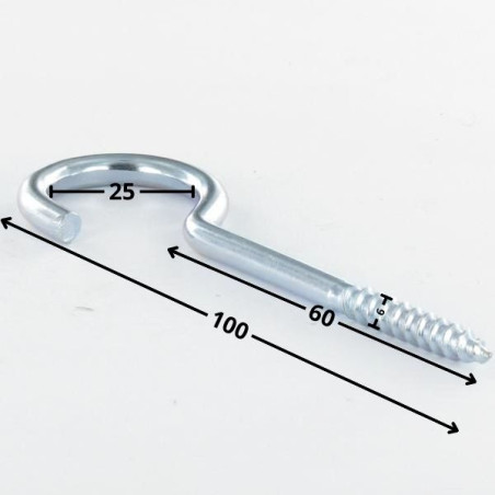 1 x Hook CUPBOARD 6X60 Thread Length: 36 Total Lengh 100 Zinc Plated