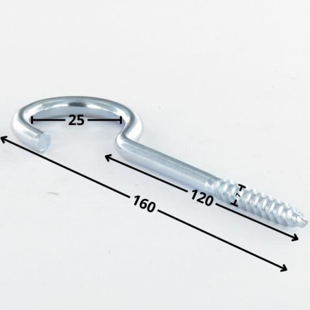 1 x Hook CUPBOARD 7X120 Thread Length: 36 Total Lengh 160 Zinc Plated