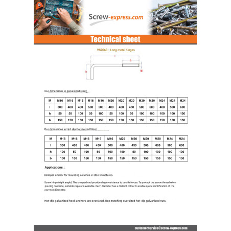 1 x Hook Machine BIG Length M20X600 Thread Length: 150 Zinc Plated