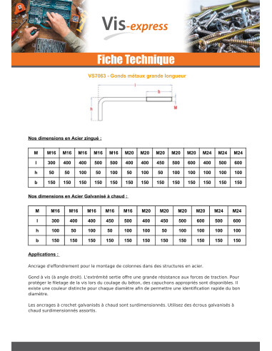 1 x Hook Machine long length M24X500 Thread...