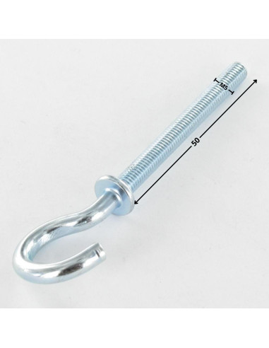 1 x Hook Machine With Collar M5X50 Zinc Plated