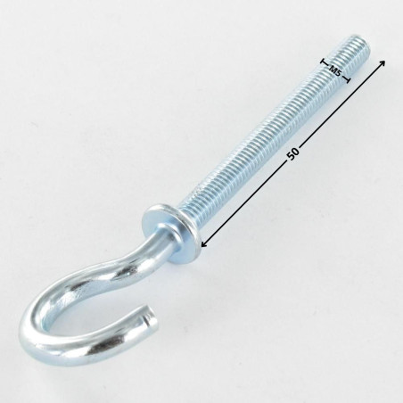 1 x Hook With Collar M5X50 Zinc Plated