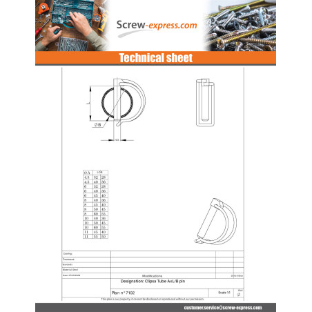 1 x Shaft Lock Pin 8X50 For tube of 45 Zinc Plated
