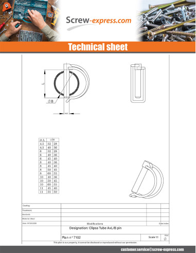1 x Shaft Lock Pin 6X40 For tubes of 36 Zinc...