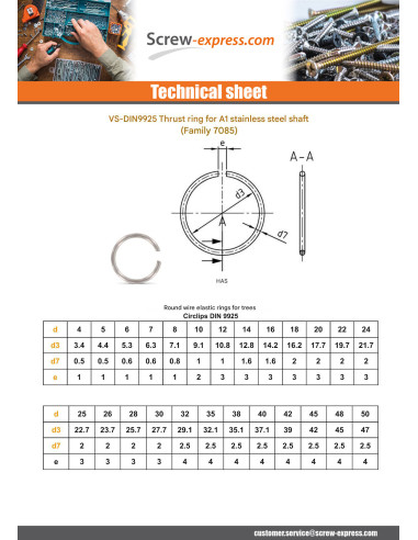 1 x Round wire circlips for diameter shafts 30...