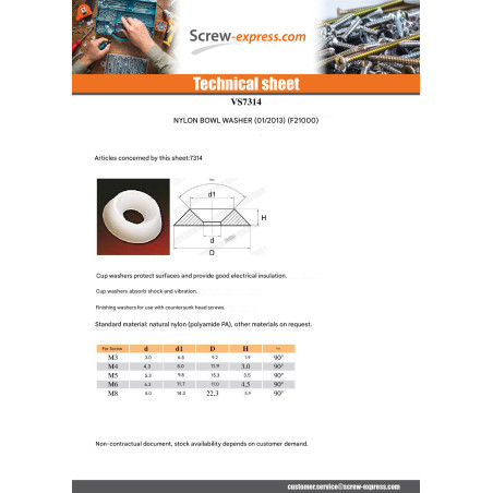 1 x Cup Washer: 8X22X6 V.TF M8 black nylon