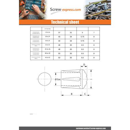 1 x Round, enveloping vulcanized rubber tip White Linch Pin Tube 12 to 13
