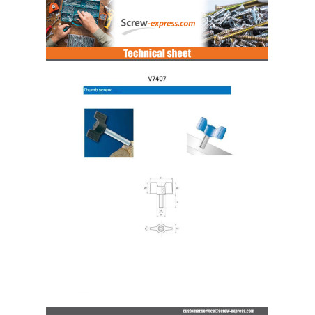 1 x Wing nuts tightening lever black nylon M8X25