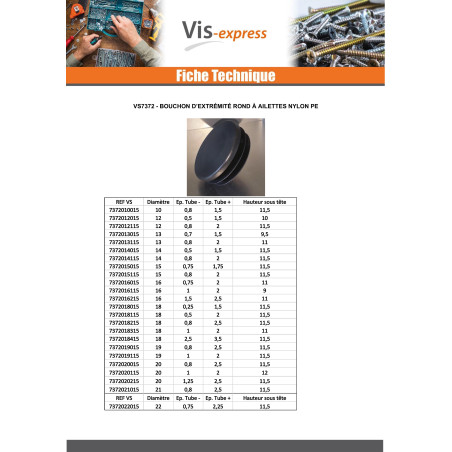 1 x Round tube plug Diameter External 32 Internal 28-30.4 black nylon