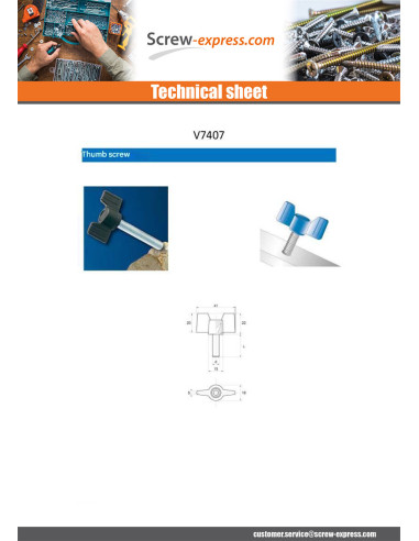 1 x Wing nuts tightening lever black nylon M6X25