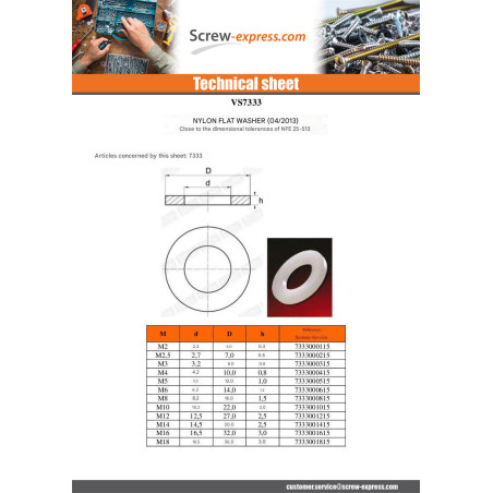 1 x Washer Flat natural nylon M24X50X4 M
