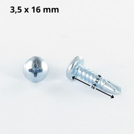 1 x Self Drilling Cylindrical Button Head Phillips 3.5X16 Sheet Metal Thread Zinc Plated