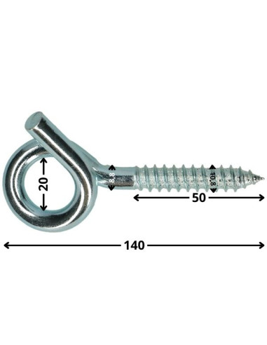 1 x Gym hook Thread Wood Zinc Plated 8.8X140