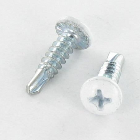 1 x Self Drilling Cylindrical Button Head Phillips 3.9X19 Zinc Plated LAQ Ral9010/Pure White
