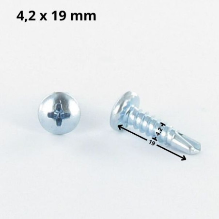 1 x Self Drilling Cylindrical Button Head Phillips 4.2X19 Sheet Metal Thread Zinc Plated