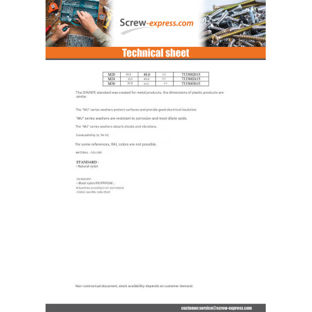 1 x Washer Flat natural nylon M5X12X1 M