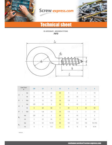 1 x Piton Wood Brass 2.2X10