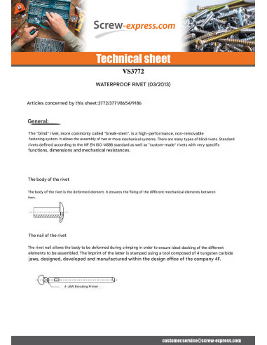 1 x Rivet Sealed Gostop Aluminum Steel rod Flat...