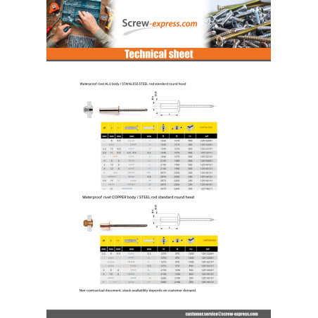 1 x Rivet Sealed Gostop Aluminum Steel rod Flat Head 4.8X21
