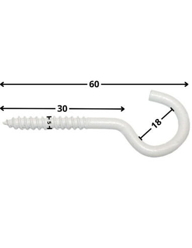 1 x Hook CUPBOARD 5X30 Thread Length: 20 Total...