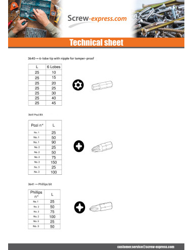 1 x Bit Security Screw HC+TETON M8 Hexagon...