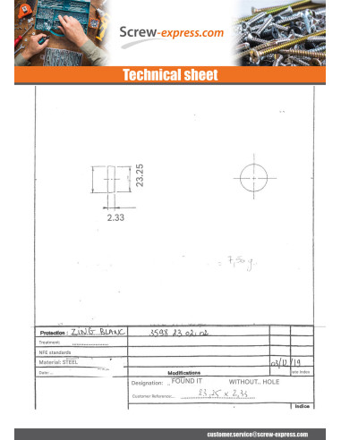 1 x Flat Washer Without Hole 23.25X2.33 Zinc...