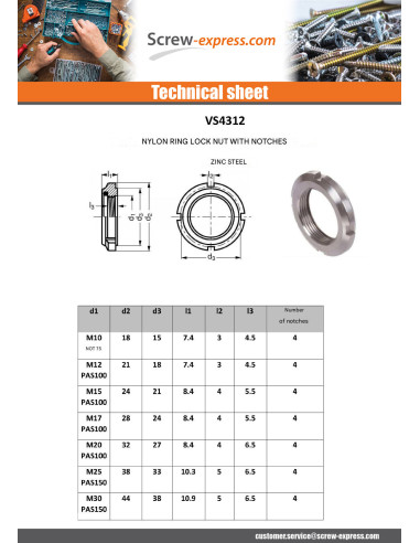 1 x Lock nut to NOTCHES Zinc Plated M60 Pitch 200