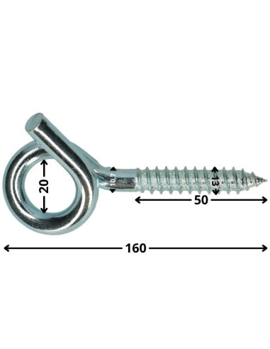 1 x Gym hook Thread Wood Zinc Plated 10.7X160