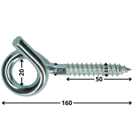 1 x Gym hook Thread Wood Zinc Plated 10.7X160