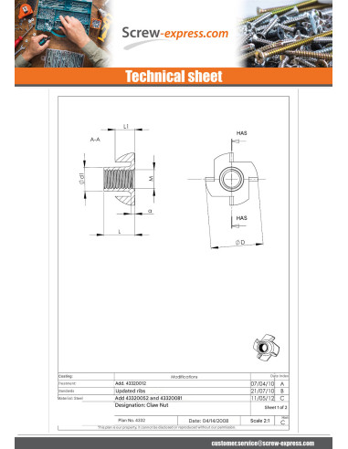 1 x T-Nut M10 High 16 Zinc Plated