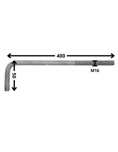 1 x Hook Machine M16X400 Thread Length: 150...