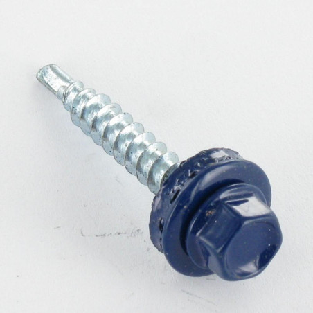 1 x Self Drilling Hexagonal Head 4.8X35 Neoprene Bonded Sealing Washer Epdm Zinc Plated Ral5013/Cobalt Blue