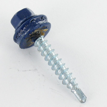 1 x Self Drilling Hexagonal Head 4.8X35 Neoprene Bonded Sealing Washer Epdm Zinc Plated Ral5013/Cobalt Blue