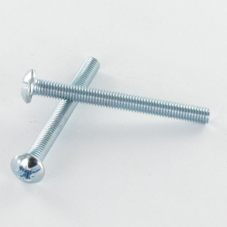 1 x Machine Screw Head Pan Head Large Pozi N°2 / Slotted M5X60 Zinc Plated