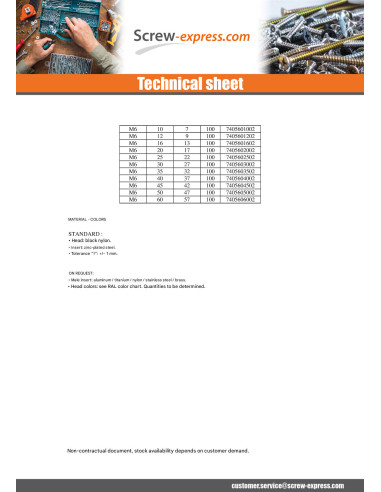 1 x Point Tightening 4 BRANCHES M5X12 black nylon