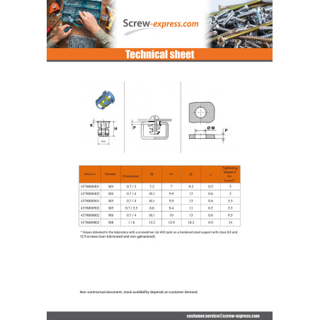 1 x Nut Caged Round M5 Thickness Material 0.7 to 4 CV4825HG Zinc Plated