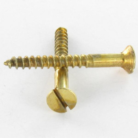 1 x Wood Screw Countersunk Head Slotted 2.5X10 Brass Plated Steel micro screw