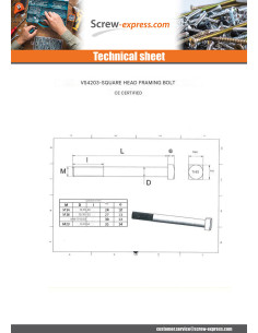 Bolt With Nut Carpenter M18X600 Square Head 30X30X13 Zinc... 2