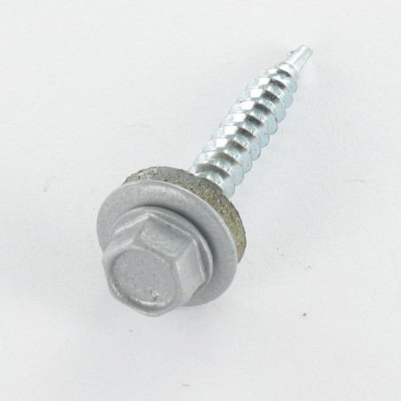 1 x Self Drilling Hexagonal Head 4.8X28 Neoprene Bonded Sealing Washer Epdm Zinc Plated Ral9006/White Aluminium