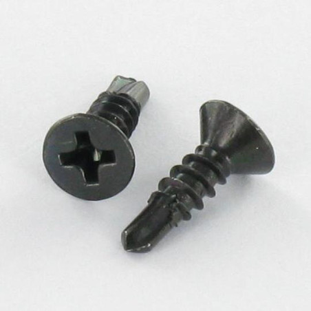 1 x Self Drilling Countersunk Head Phillips 4.2X13 Sheet Metal Thread Black Zinc Plated