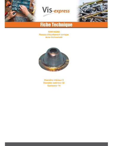 1 x Cover Cap D GAP Conical 6X32X14 Yellow Zinc