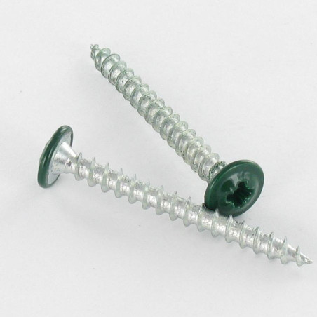 1 x Chipboard Screw Mushroom Pozi 4X40 Zinc Plated Ral6005/Noss Green Green