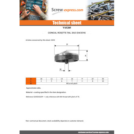 1 x Cover Cap Conical Brass 12 Cover Cap M3 Pitch 60